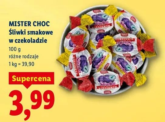 Śliwki smakowe w czekoladzie promocja w Lidl