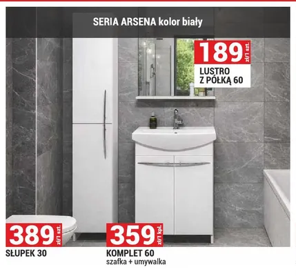 Komplet 60 szafka + umywalka Seria Arsena kolor biały promocja w Merkury Market