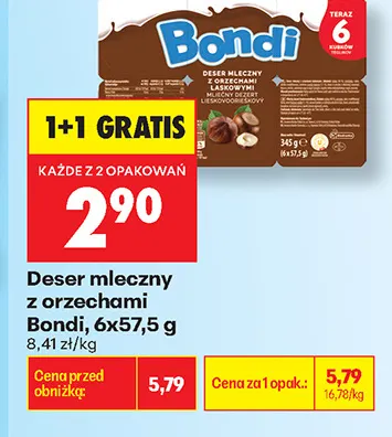 Deser mleczny z orzechami Bondi 6-pak 57,5 g promocja w Biedronka