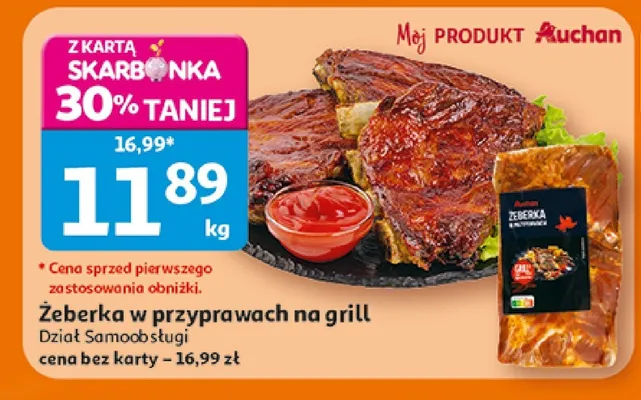 Żeberka w przyprawach na grill promocja w Auchan