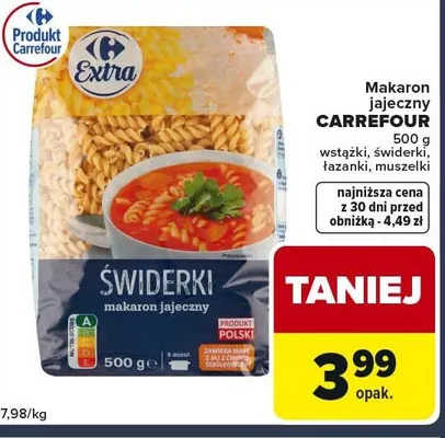 Makaron jajeczny świderki Carrefour Extra promocja w Globi