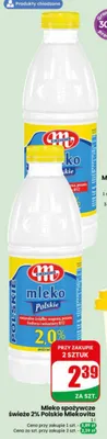 Mleko spożywcze świeże 2% Polskie Mlekovita promocja w Dino