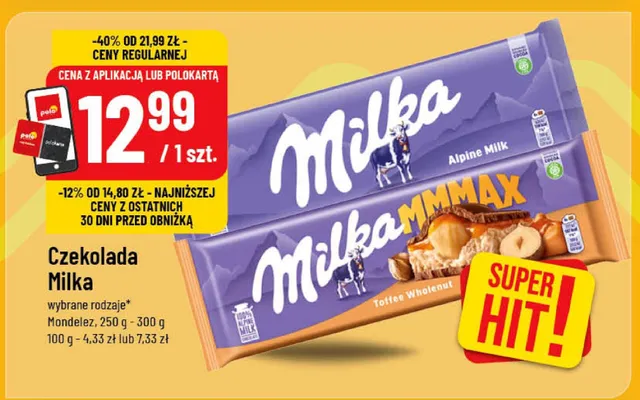 Czekolada Milka wybrane rodzaje Mondelez promocja w POLOmarket