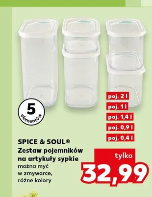 Zestaw pojemników na artykuły sypkie Spice & Soul 5-pak promocja w Kaufland