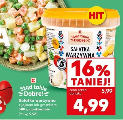 Sałatka warzywna z jajkiem lub groszkiem promocja w Kaufland