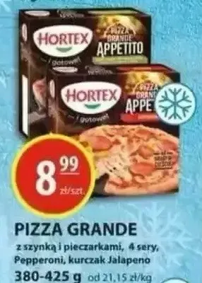 Pizza grande szynka i pieczarkami, 4 sery, pepperoni, kurczak jalapeno promocja w Zielony Koszyk