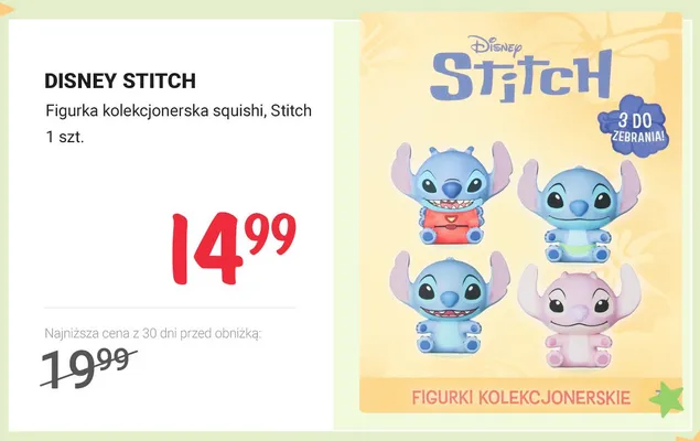 Figurka kolekcjonerska squishi Stitch DISNEY STITCH promocja w Rossmann