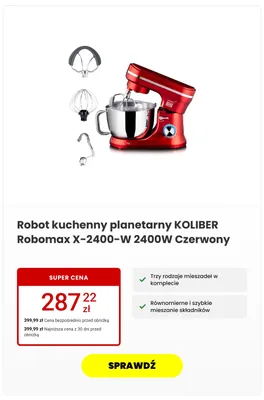 Robot kuchenny planetarny KOLIBER Robomax Czerwony promocja w Media Expert