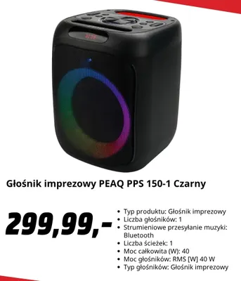 Głośnik imprezowy Peaq Pps 150-1 czarny promocja w Media Markt