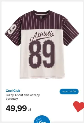 Luźny T-shirt dziewczęcy Cool Club bordowy promocja w Smyk