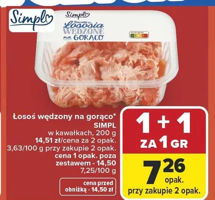 Łosoś wędzony na gorąco w kawałkach Simpl promocja w Carrefour