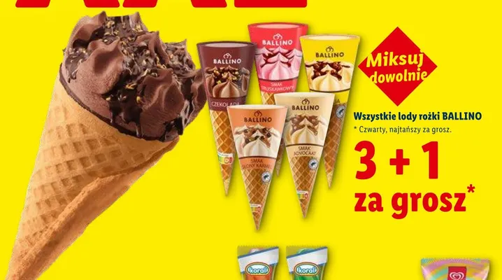 Lody rożki czekolada Ballino promocja w Lidl