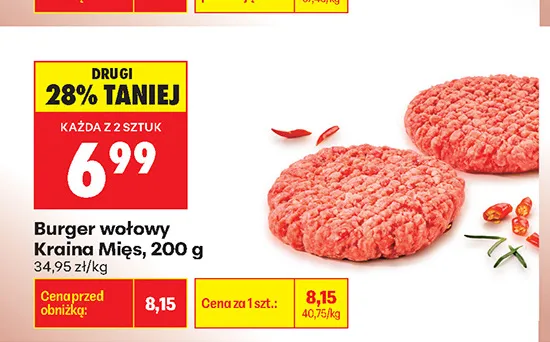 Burger wołowy Kraina Mięs promocja w Biedronka