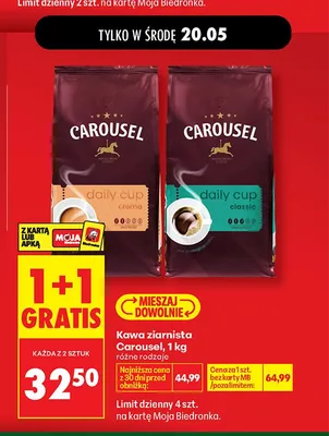 Kawa ziarnista Carousel promocja w Biedronka