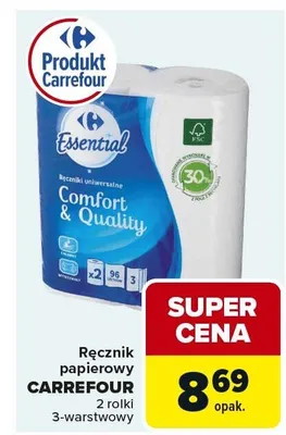 Ręcznik papierowy 3-warstwowy 2 rolki promocja w Carrefour