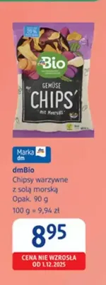 Chipsy warzywne z solą morską dmBio promocja w Drogerie DM