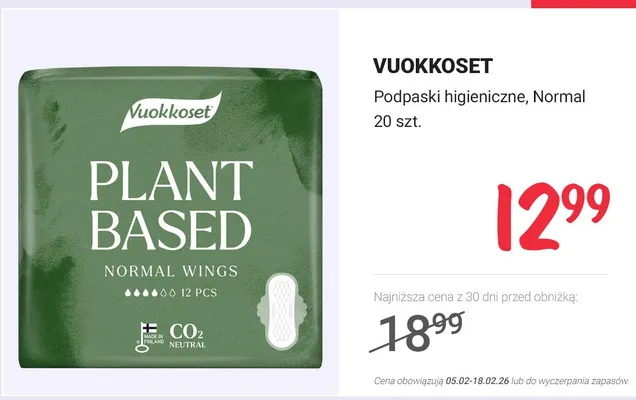 Podpaski higieniczne Plant Based, Normal promocja w Rossmann