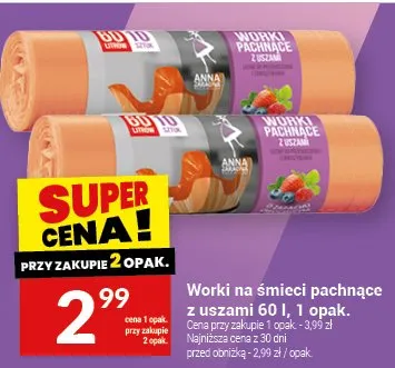 Worki na śmieci pachnące z uuszami 60 l promocja w Twój Market