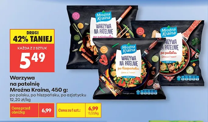Warzywa na patelnię po azjatycku Mroźna Kraina 450g promocja w Biedronka