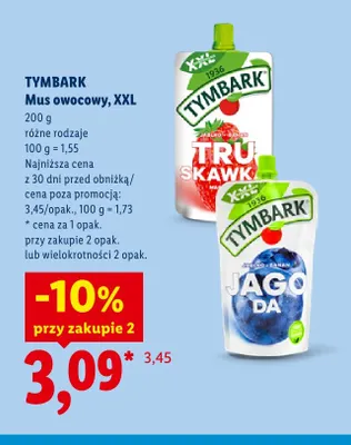 Mus owocowy Tymbark XXL Truskawka promocja w Lidl