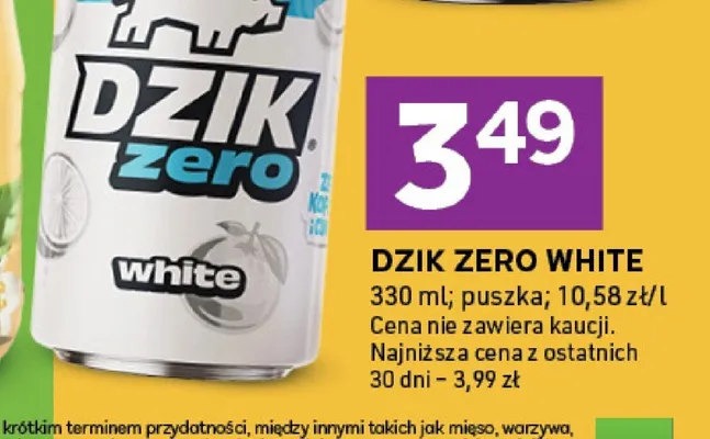 Napój energetyczny Dzik Zero White promocja w Stokrotka