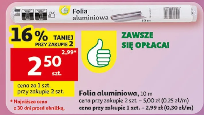 Folia aluminiowa 10m promocja w Auchan