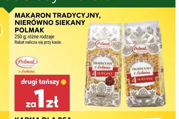 Makaron tradycyjny nierówno siekany Polmak promocja w Stokrotka