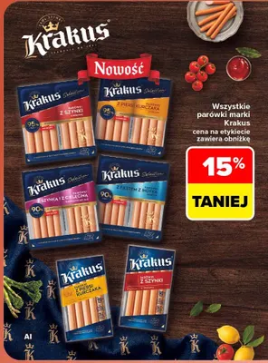 Parówki z szynki Krakus promocja w Carrefour Market