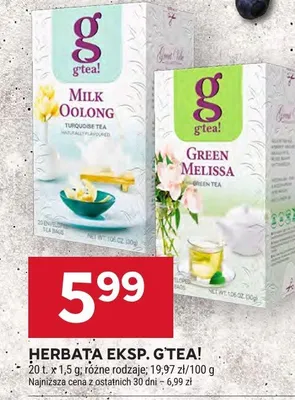 Herbata ekspresowa G'tea Green Melissa promocja w Stokrotka