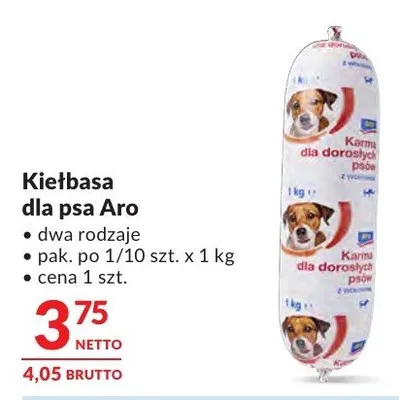 Kiełbasa dla psa Aro dwa rodzaje promocja w Makro