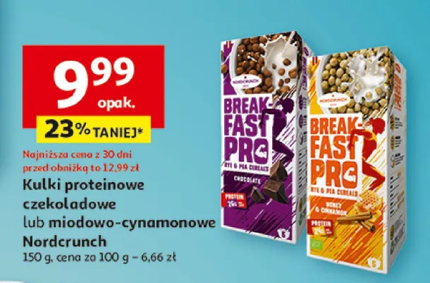 Kulki proteinowe czekoladowe lub miodowo-cynamonowe Nordics promocja w Auchan