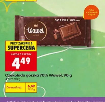 Czekolada gorzka 70% Wawel promocja w Biedronka