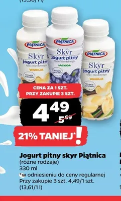 Jogurt pitny skyr Piątnica promocja w Netto