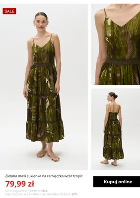 Sukienka maxi na ramiączka wzór tropic Greenpoint promocja w Greenpoint