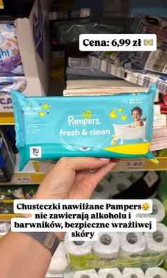 Chusteczki nawilżane Pampers fresh & clean promocja w Dino
