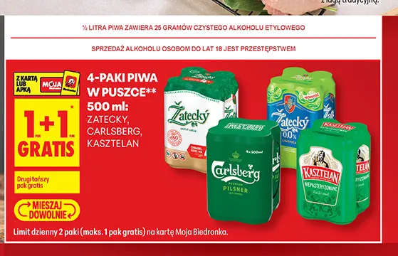 Piwo bezalkoholowe Żatecký 4-pak 500 ml promocja w Biedronka