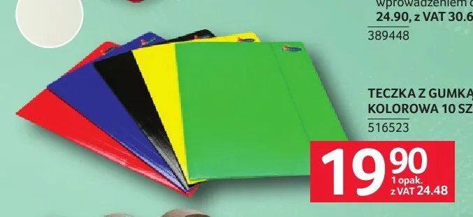 Teczka z gumką kolorowa 10-pak promocja w Selgros