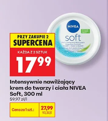 Intensywnie nawilżający krem do twarzy i ciała Nivea Soft promocja w Biedronka