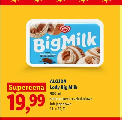 Lody Big Milk śmietankowo-czekoladowe Algida promocja w Lidl