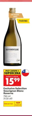 Wino białe wytrawne Exclusive Selection Sauvignon Blanc Reserva promocja w Biedronka