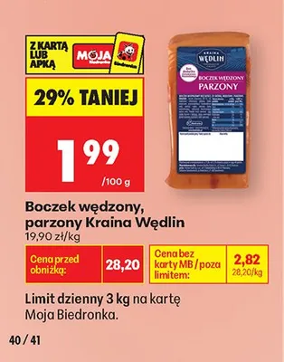 Boczek wędzony parzony Kraina Wędlin promocja w Biedronka