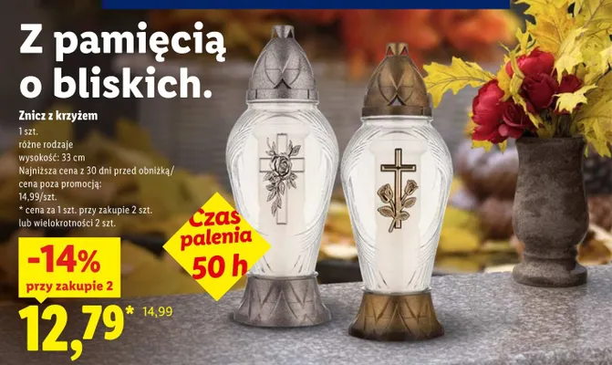 Znicz z krzyżem promocja w Lidl