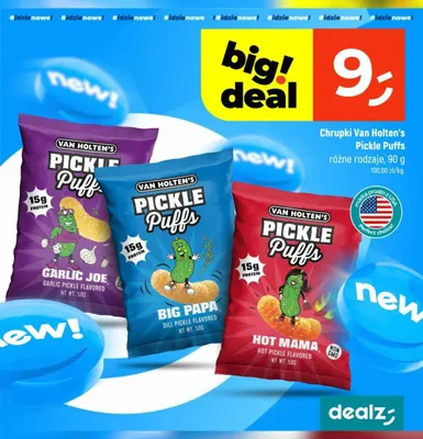 Chrupki Van Holten's Pickle Puffs Garlic Joe promocja w Dealz