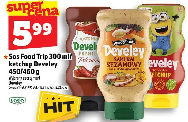 Sos Food Trip 300ml/ketchup Develey 450/460g promocja w TOPAZ