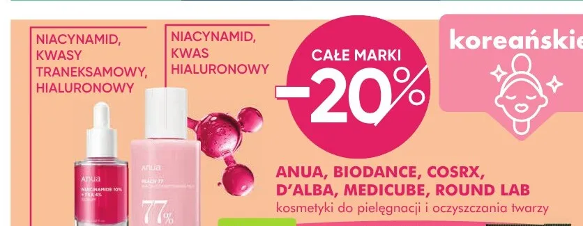 Kosmetyki do pielęgnacji i oczyszczania twarzy Anua Biodance Cosrx d'Alba Medicube Round Lab promocja w Super-Pharm