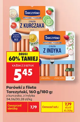 Parówki z fileta z kurczaka Tarczyński promocja w Biedronka