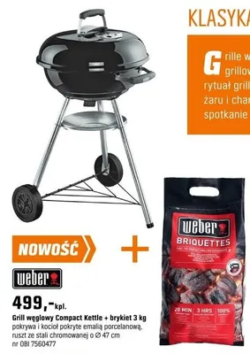 Grill węglowy Compact Kettle + brykiet 3 kg promocja w OBI