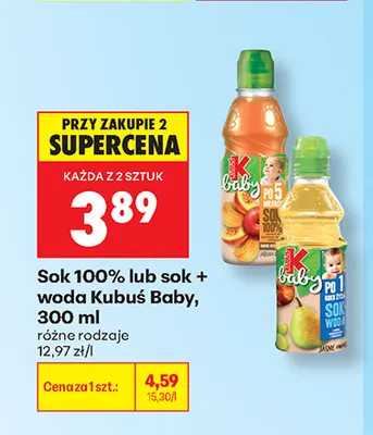 Sok + woda Kubuś Baby promocja w Biedronka