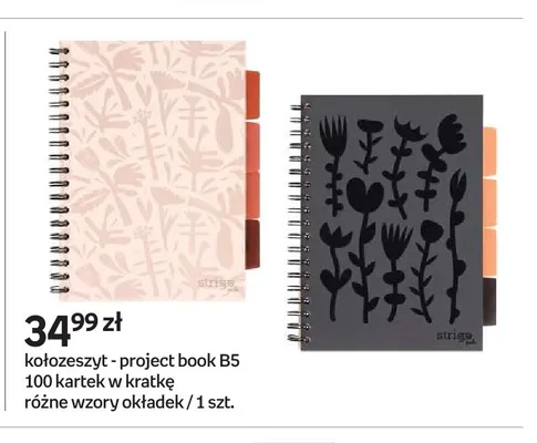 Kołozeszyt - project book B5 100 kartek w kratkę Strigo promocja w Empik