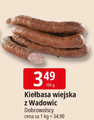 Kiełbasa wiejska z Wadowic Dobrowolscy promocja w Leclerc